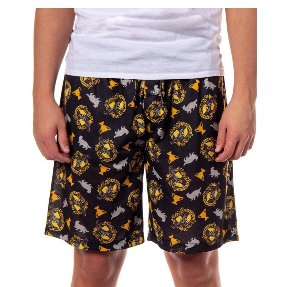 Harry Potter House Crest Pajama Shorts Hufflepuff Large Wizarding World (B12)